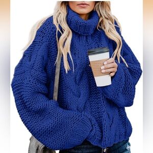 Cozy Blue Cable Knit Sweater - Artisan Inspired